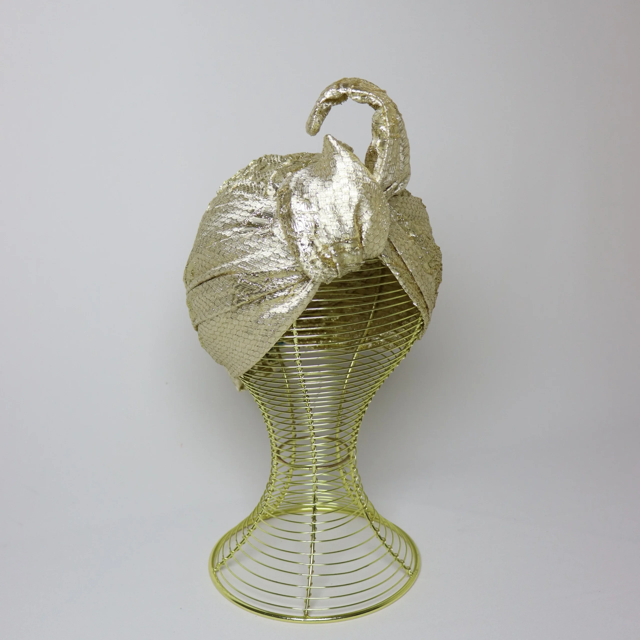 Gold brocade Wire evening turban - Image 2