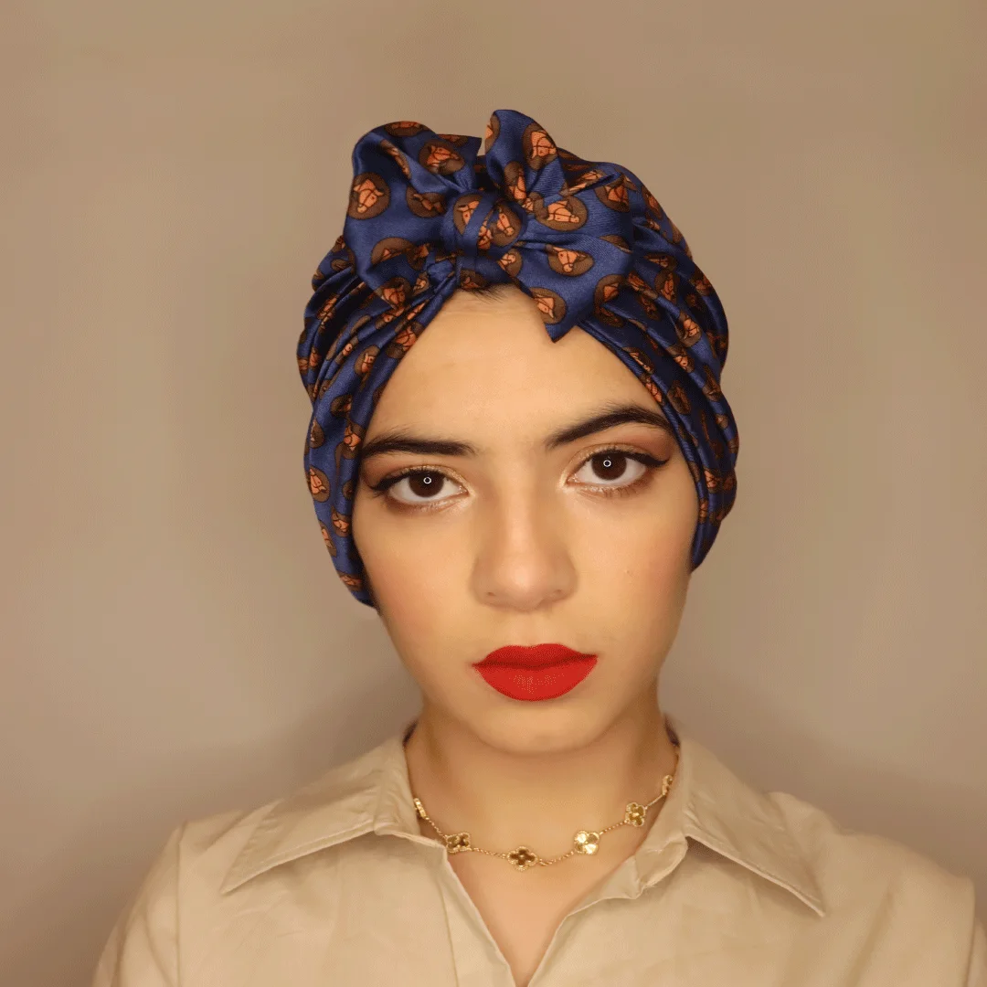 Blue printed turban - Image 2