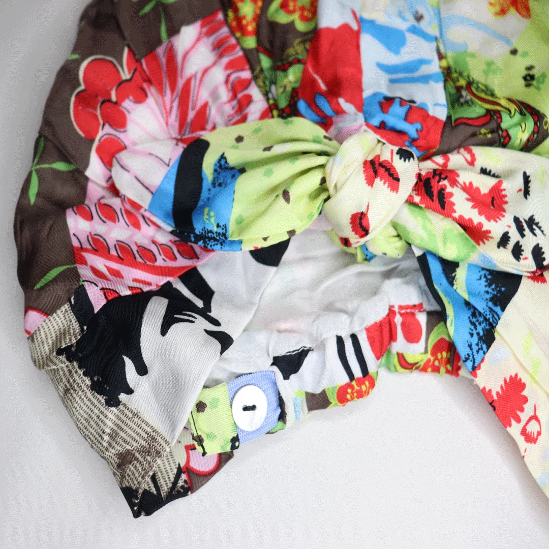 Floral silk satin turban