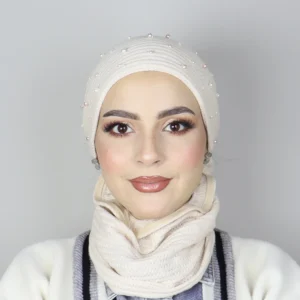 Turban Féminité perlé – Turban Femme Hiver en Tricot Doublé Coton