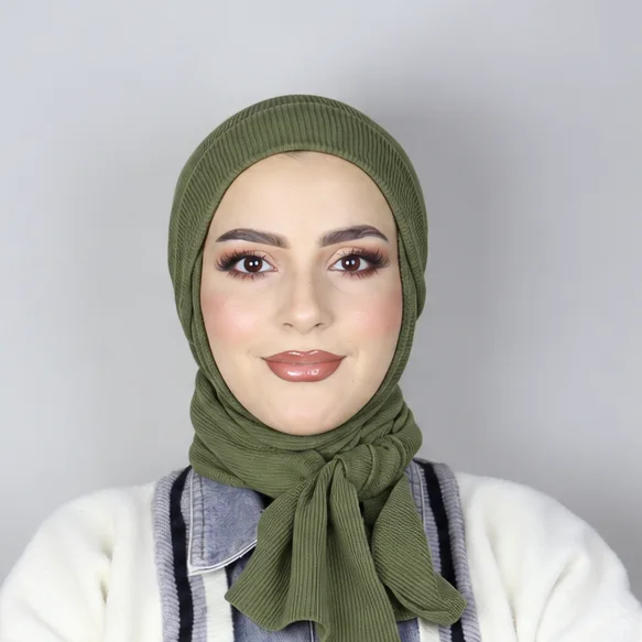 Turban Châle Coton Côtelé Ajustable - Confort Hivernal & Respirant – Image 9