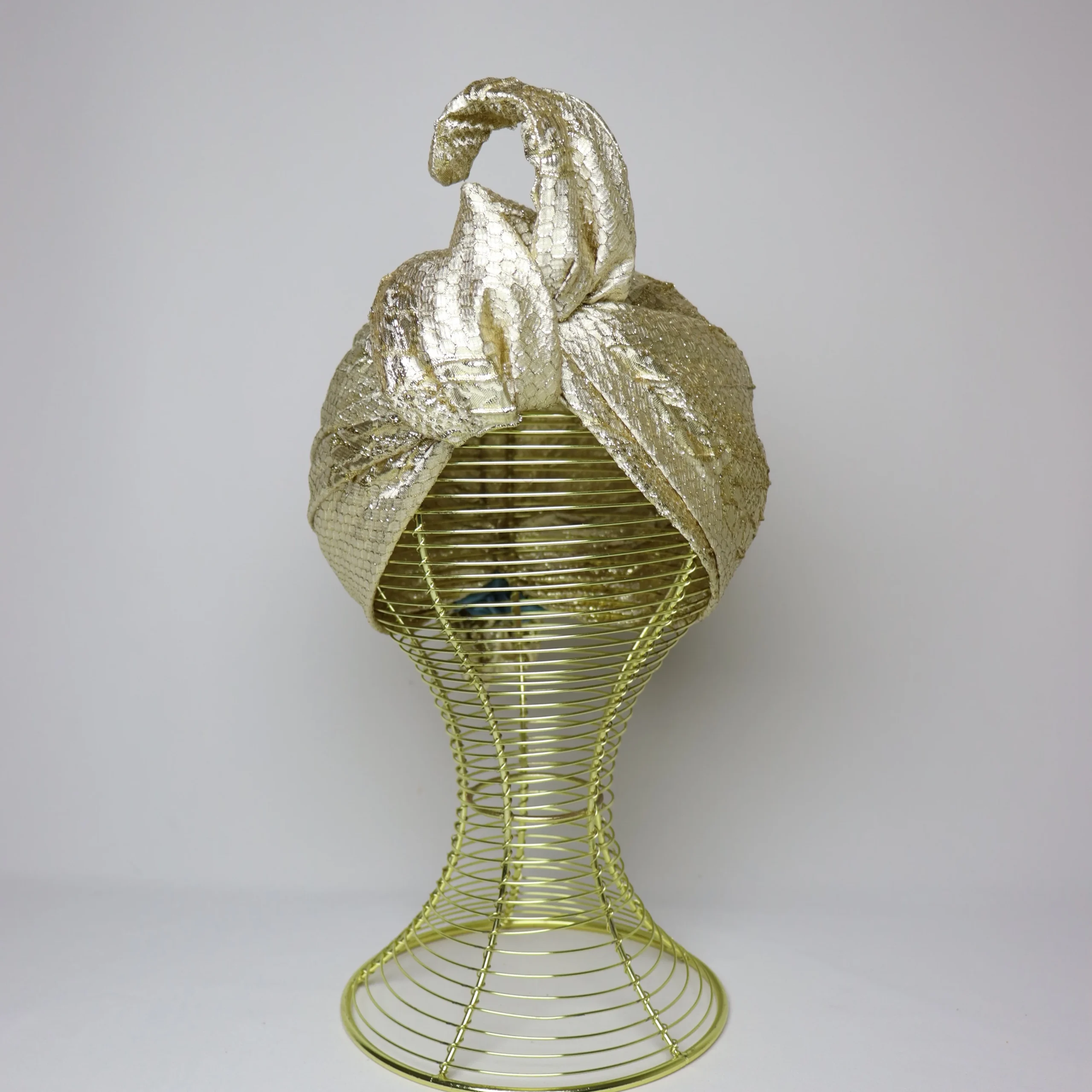 Gold brocade Wire evening turban